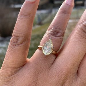 3 carat Canary Yellow pear Moissanite